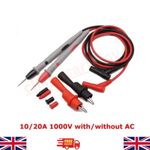 1 Pair Digital Multimeter Test Leads Soft Silicone Wire Needle Tip with Clips