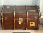 1920s English Banded Travel Trunk