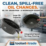 Oil Coolant & Gearbox Fuel Drain Pan Tray 16 Litre Capacity Bucket Car Motorbike