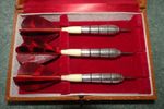 RARE Solid SILVER Set of 3 DARTS in Fitted Case - Hallmarked London 1963/64