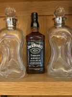 Pair Edwardian Hukin & Heath Silver Mounted Glug Decanters London 1903