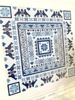 Counted Cross Stitch Kit HUNGARIAN BLUE FOLK SQUARE Aida 14 Riverdrift House