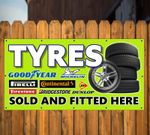 TYRES BANNER TYRE BANNERS  OUTDOOR USE WATERPROOF BANNERS WITH EYELETS PVC SIGN