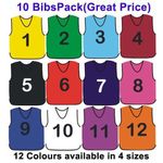 10 FOOTBALL MESH TRAINING SPORTS BIBS NUMBERED (1-10 OR number of your choice)
