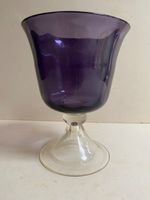 Lovely Vintage Oversized Bell Shaped Amethyst Glass Goblet ,Clear Stem Handmade