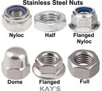 STAINLESS STEEL NUTS FULL FLANGED NYLOC DOME A2-70 M2 M3 M4 M5 M6 M8 M10 M12 M16