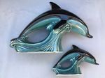 TWO POOLE  DOLPHINS  LARGE  29cm  AND  SMALL  17cm