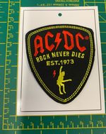 AC/DC  Rock Never Dies Logo Sew Or Iron On Patch Officially Licensed Item