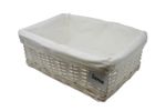 Arpan Hamper Storage Basket Large White Wicker With White Cloth Lining