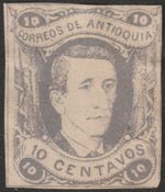 STAMPS-ANTIOQUIA. 1875. 10c Berrio on Wove Paper. SG: 25. 4 Margins.  Unused.