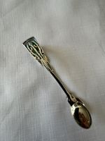 Arts & Crafts botanical enamel  & silver sugar tongs -Kate Allen/william Hutton 