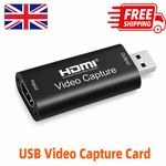 Video Capture Card HDMI To USB HD Recorder For Game/Live Streaming Tiktok UK