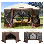 VEVOR Pop-up Camping Gazebo Camping Canopy Shelter 6 Sided 12' x 12' Sun Shade