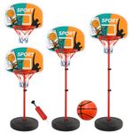 Kid Height Adjustable Basketball Full Size Hoop Playset Ball Pump Indoor Outdoor
