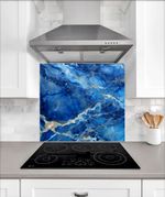 Blue & Gold marble style kitchen splashbacks heat resistant