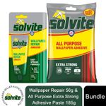 Solvite Wallpaper Repair 56g & All Purpose Extra Strong Adhesive Paste 185g Set
