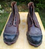Antique British Tricouni-nailed climbing boots / mountaineering boots