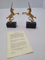 The MET Gold Electroplated (24 kt) Pewter Unicorns On Black Acrylic Base + Note