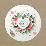 Happy Mother's Day Round Labels Printed Personalised Circle Heart Stickers