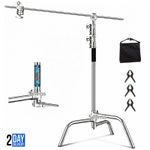 Heavy Duty 11ft C Stand Light Boom Gobo Arm Grip Head Stainless Steel 3/8" 1/4"