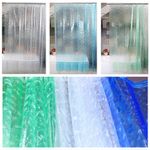 3D Transparent Waterproof Bathroom PEVA Plain Shower Curtain With Hooks Ring