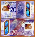 Scotland Clydesdale Bank, 20 pounds 2019 P-W229R POLYMER UNC Robert the Bruce