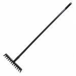 Garden Rake Steel Hardened Heavy-Duty for Hay Leaves Lawn Pebbles Removal Tool