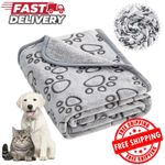 Pet Blanket Warm Rest Bed Mat Paw Print Dog Cat Puppy Fleece Soft Cushion