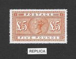GB: Queen Victoria: SG137: £5.00 Orange: REPLICA