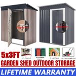 Heavy 5 x 3ft Garden Shed Galvanised Metal Shed Sloped Roof Outdoor Storage Tool
