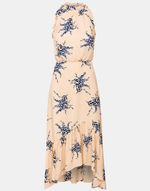 Ex-Oasis Nude/Peach Column Dress Blue Floral Print Sizes 8-12 Summer, Occasion