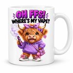 Sassy Highland Cow Where's My Vape Funny 11oz Mug Adult Birthday Gift for Her