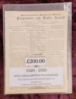 1929/30 Wolves V Tottenham Hotspur First Team Ex Bound No Cover VGC Very Rare