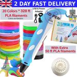 3D Printing Pen Kids Bundle - 350 ft PLA Birthday Gift set for Creative Minds