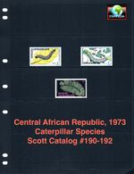 $7.25 Scott Value - 1973 CENTRAL AFRICAN REP. Caterpillars CV MNH NH UMM