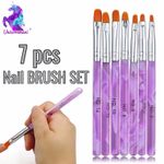 7pcs Purple NAIL BRUSH SET Acrylic UV Builder Nail Gel Polish Art Painting KIT