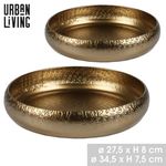 2x Metal Gold Trays Set with Hammered Effect Table Centrepiece Decorative Dishes