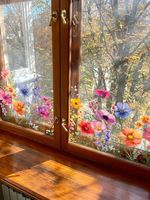 Colorful Floral Bouquet Window Stickers Flowers Window Static Cling