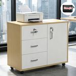 3 Drawer Mobile File Cabinet Lockable Documents Storage for Home Office w/ Lock