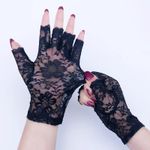 Ladies Lace Mesh Fingerless Short Gloves Bridal Wedding