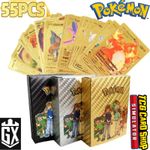 55PCS Pokemon Card Foil GOLD PACK 55 CARDS TCG GX Vmax GX Card Charizard Rare