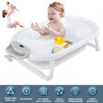 Foldable Baby Bath Tub with Bathtub Cushion Collapsible Bath Support Baby Tub