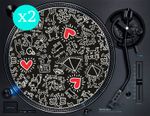 Keith Haring All Artwork Collage 12" Turntable DJ Slipmat Vinyl Technics (PAIR)