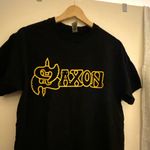 Saxon Carpe Diem Tour Dates Back Print Black T-Shirt Gold Logo Metal