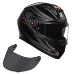 AGV K3 Syth Black Red Motorcycle Helmet Free Dark Tint Visor