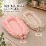 Baby Lounger Pod Newborn Cotton Cushion Supervised Play & Rest Pink/Beige UK