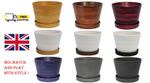 CERAMIC PLANT POTS WITH SAUCER LARGE AND SMALL SIZE HAND PAINTED PLANTER BONSAI