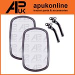 2x Universal Flat Mirror Head & Arm 10" x 6" for Ford New Holland Tractor