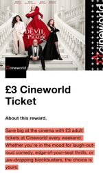 Cineworld £3 Ticket *E-Code*  promo code Fridays-Sundays Only