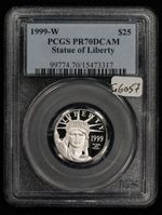 1999-W $25 1/4 oz Platinum American Eagle Proof - Statue - PCGS PR 70 - G6057